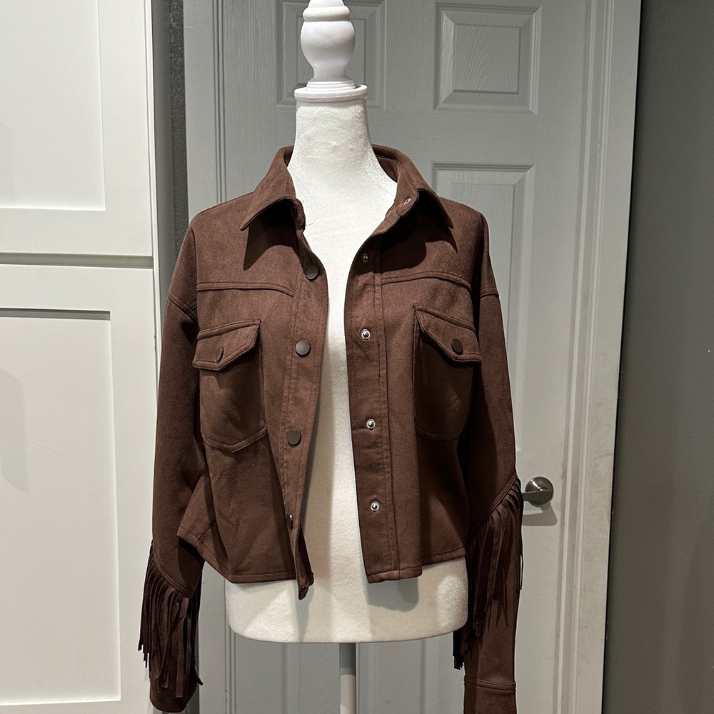 SHEIN Brown Fringe western Jacket